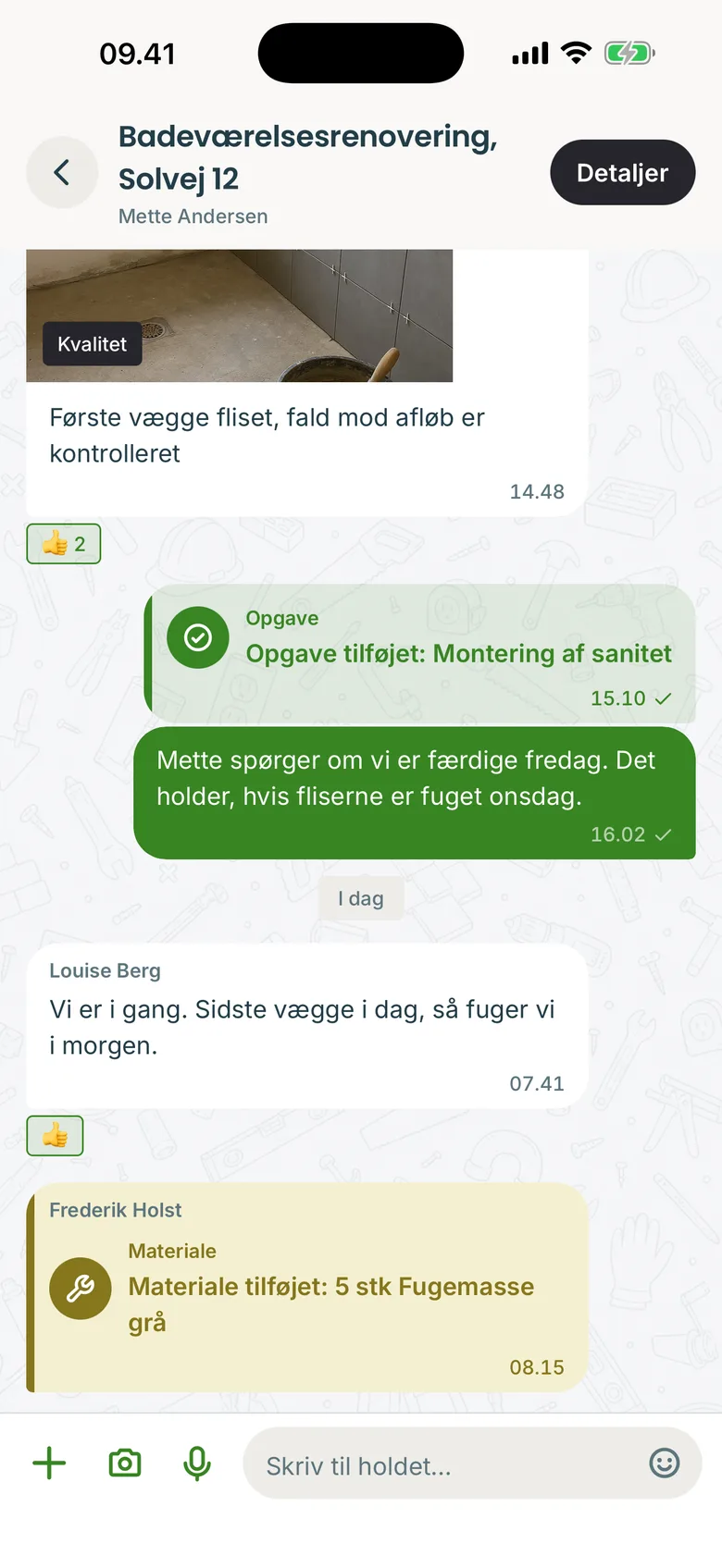 Tidlig-appen: sagens tråd med et foto, en opgave og et materiale registreret
