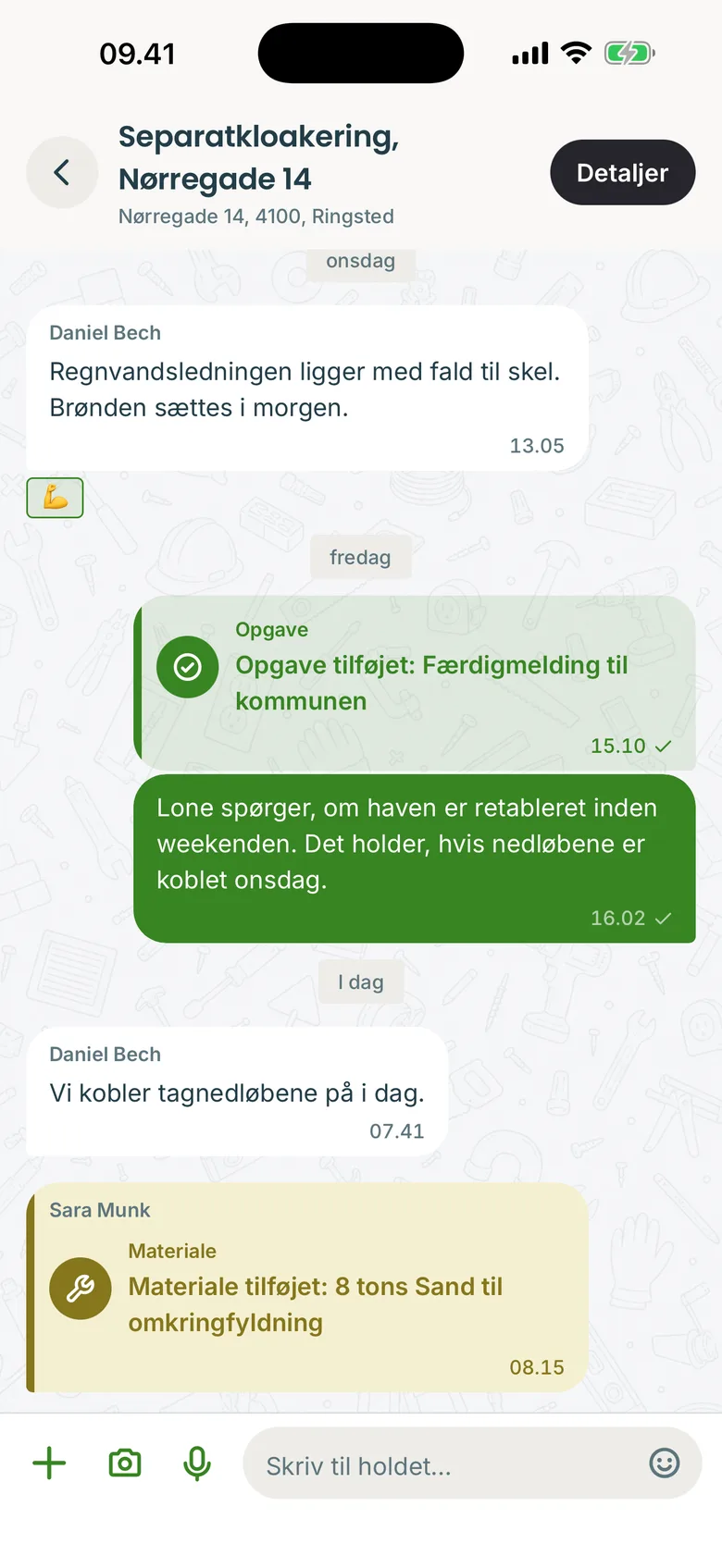 Tidlig-appen: sagens tråd med et foto, en opgave og et materiale registreret
