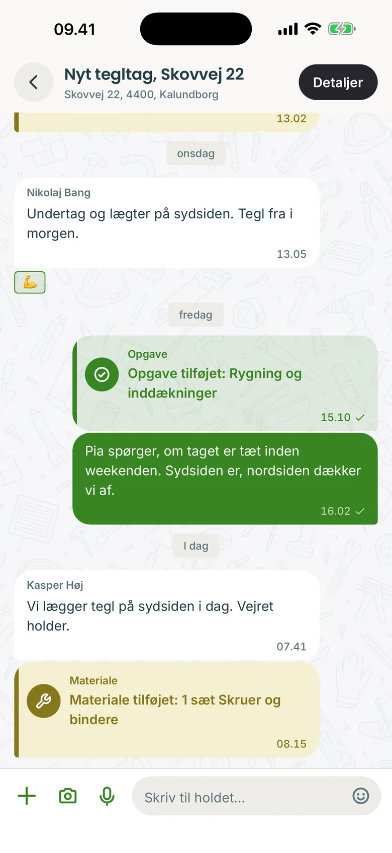 Tidlig-appen: sagens tråd med et foto, en opgave og et materiale registreret