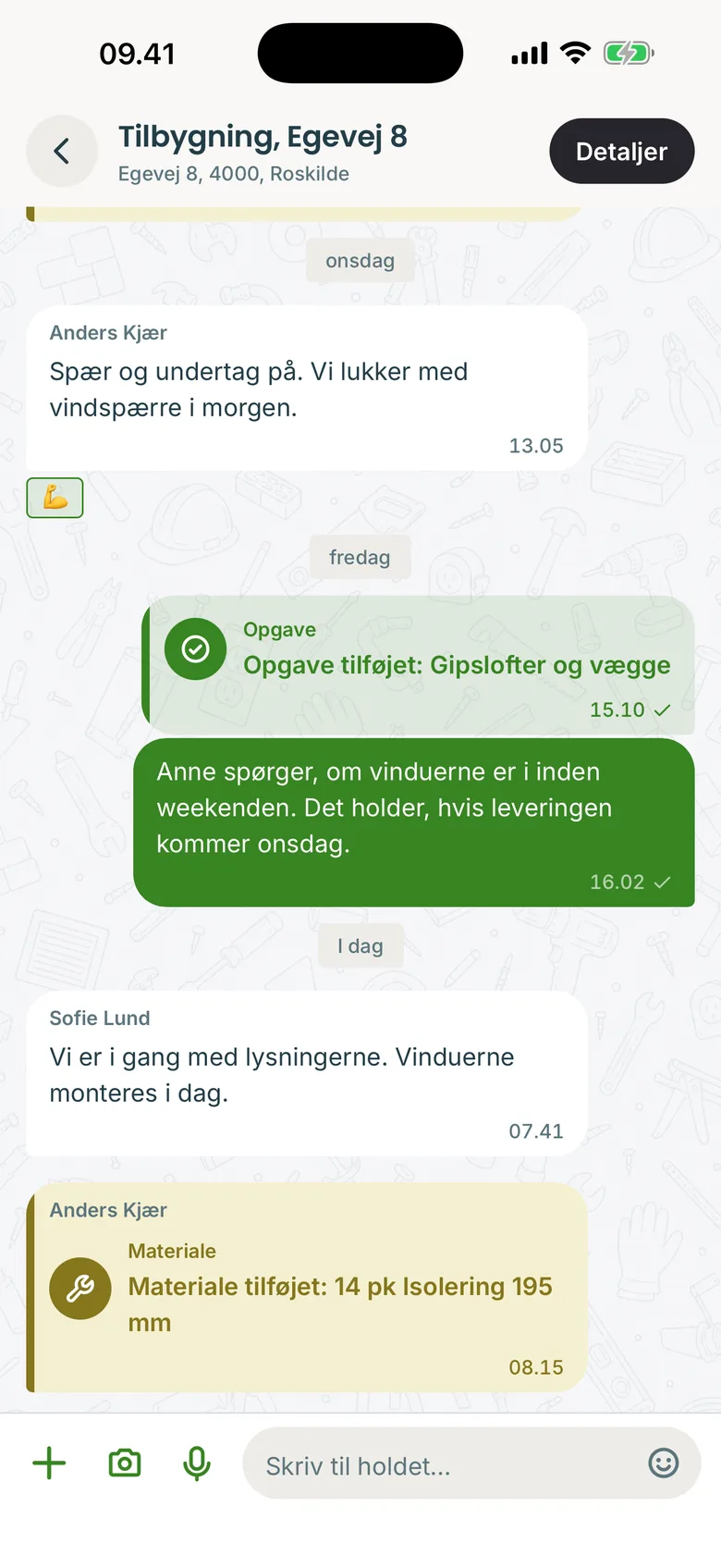 Tidlig-appen: sagens tråd med et foto, en opgave og et materiale registreret